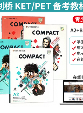 原版进口Compact Key for Schools A2 B1级别新版剑桥KET考试备考冲刺教材教辅剑桥第二版青少版考纲PET学生套装