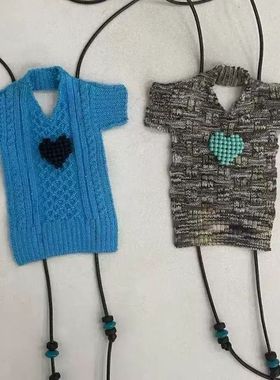 “它有一颗心”手工毛衣挂绳项链 趣味串珠长款吊坠链 搭配利器