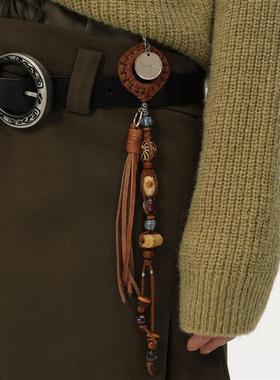 「捌樑」 踪'Trace' 麂皮组合珠链卷尺挂饰裤链挂坠