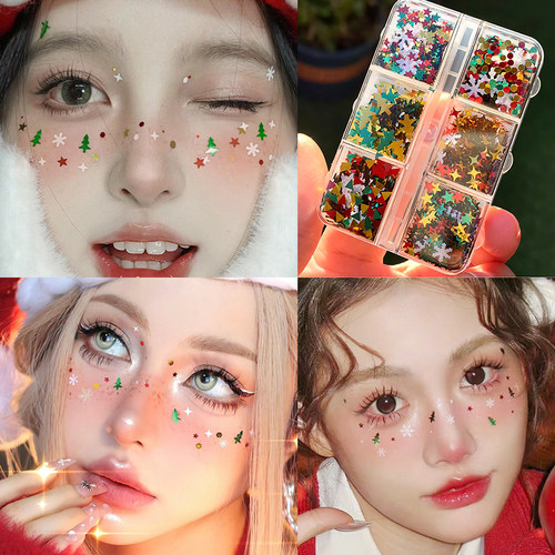圣诞妆容贴纸亮片雪花贴脸饰品