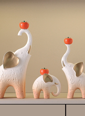 侘寂风大象摆件办公室玄关客厅