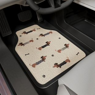 卡通腊肠狗汽车丝圈通用脚垫主驾驶单片小轿车专用保护垫女生车内