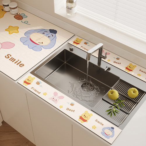 化妆室吸水凉垫矽藻泥长条窄边沥水垫厨房龙头挡水条台面浴室杯垫