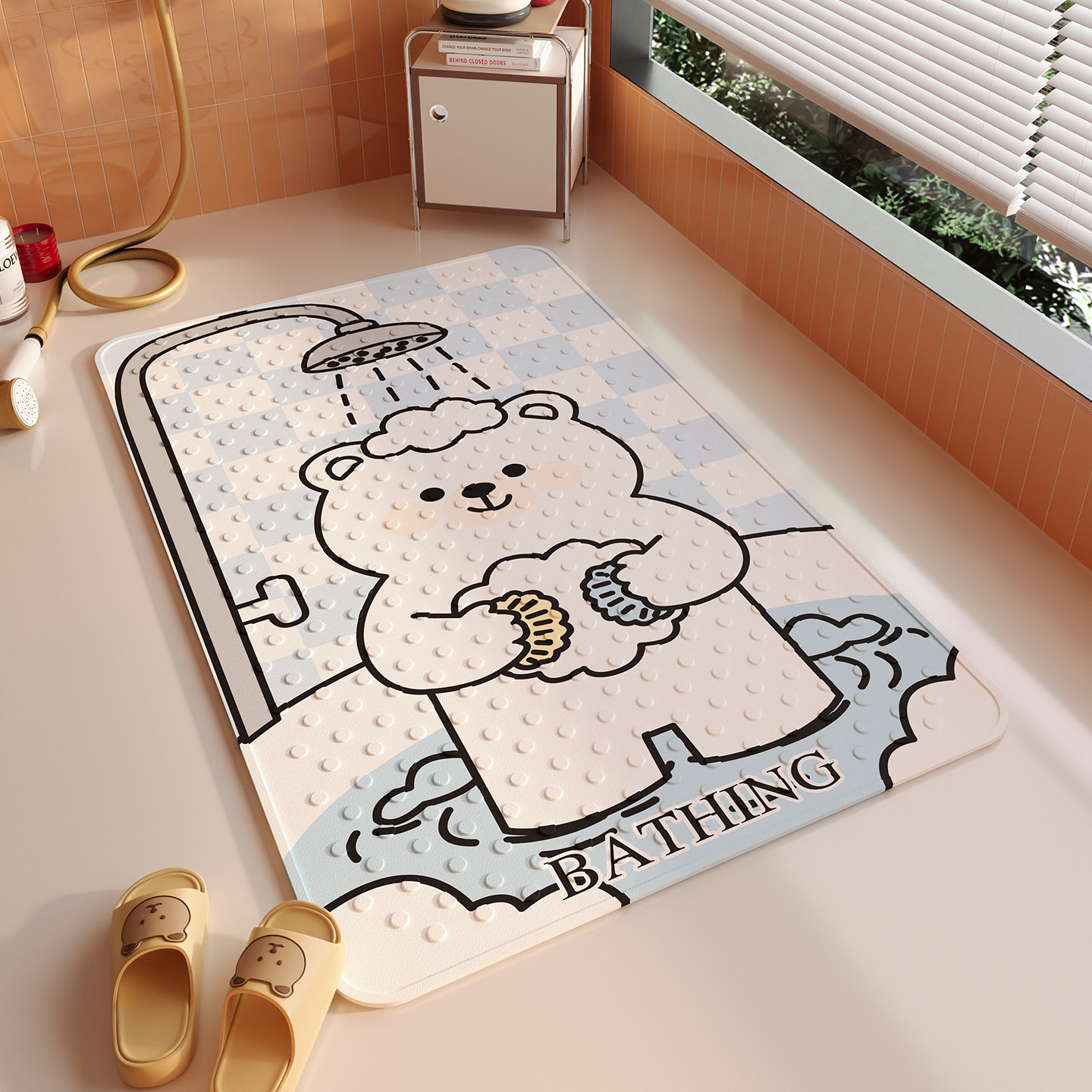 淋浴房创意卡通卫生间防滑垫PVC防水洗澡脚垫浴室地垫吸盘按摩垫