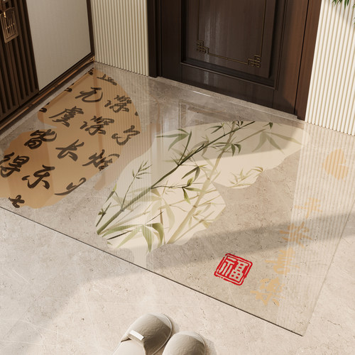 入户门地垫2025新款新中式国风进大门脚垫免洗可擦可裁剪防滑地毯