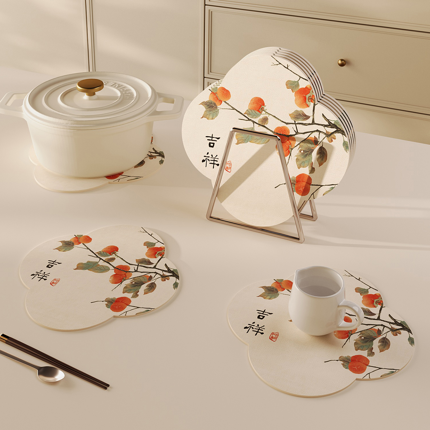 硅藻泥新中式杯垫异形吸水餐垫防烫耐高温桌面保护垫沥水垫碗盘垫