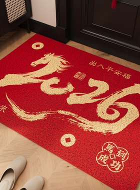 红色入户门地垫丝圈脚玄关大门进门垫耐磨除尘免洗耐脏可裁剪地毯