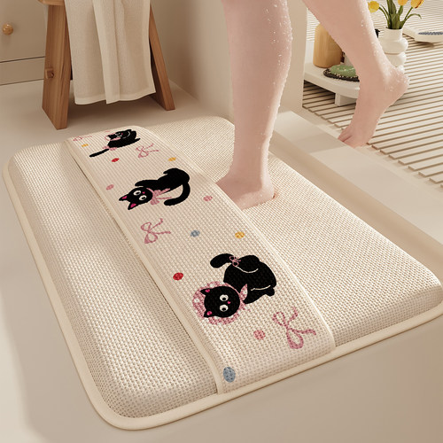 卡通猫咪擦脚背防滑垫加厚浴室