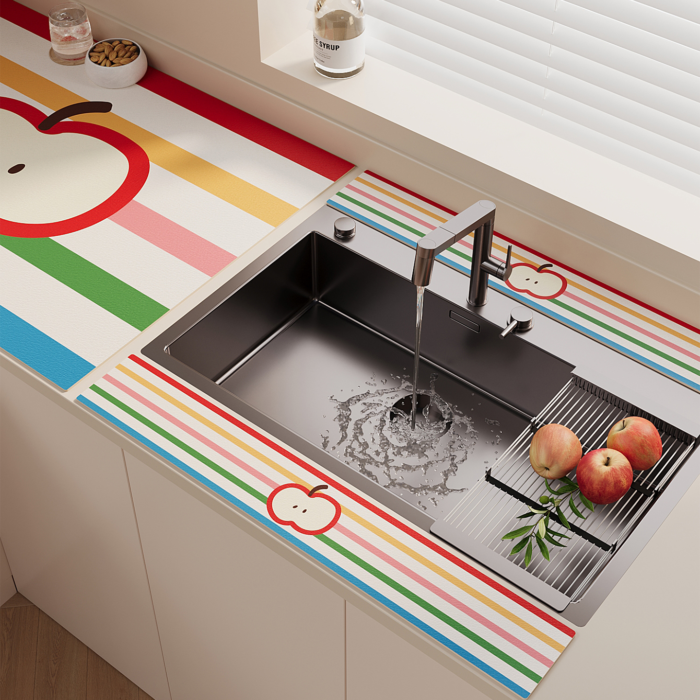 厨房硅藻泥水龙头挡水条免洗可擦防滑窄边洗手台台面垫防溅吸水垫