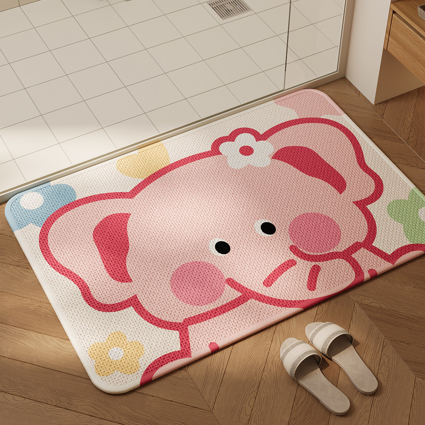 卡通浴室防滑垫厕所洗手间门口吸水速干擦脚垫编织亚麻卫生间地毯,居家布艺,家用脚垫,淘宝优惠券,粉丝福利购,淘宝优惠卷
