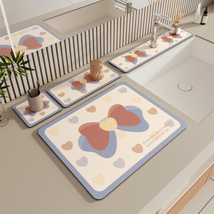 厨房卫生间水龙头窄边沥水垫硅藻泥吸水垫洗手间洗漱洗手台台面垫