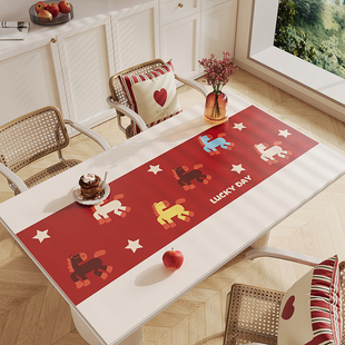 防水防油防烫隔热茶几桌布餐桌垫红色2026新款PVC桌面保护垫桌布