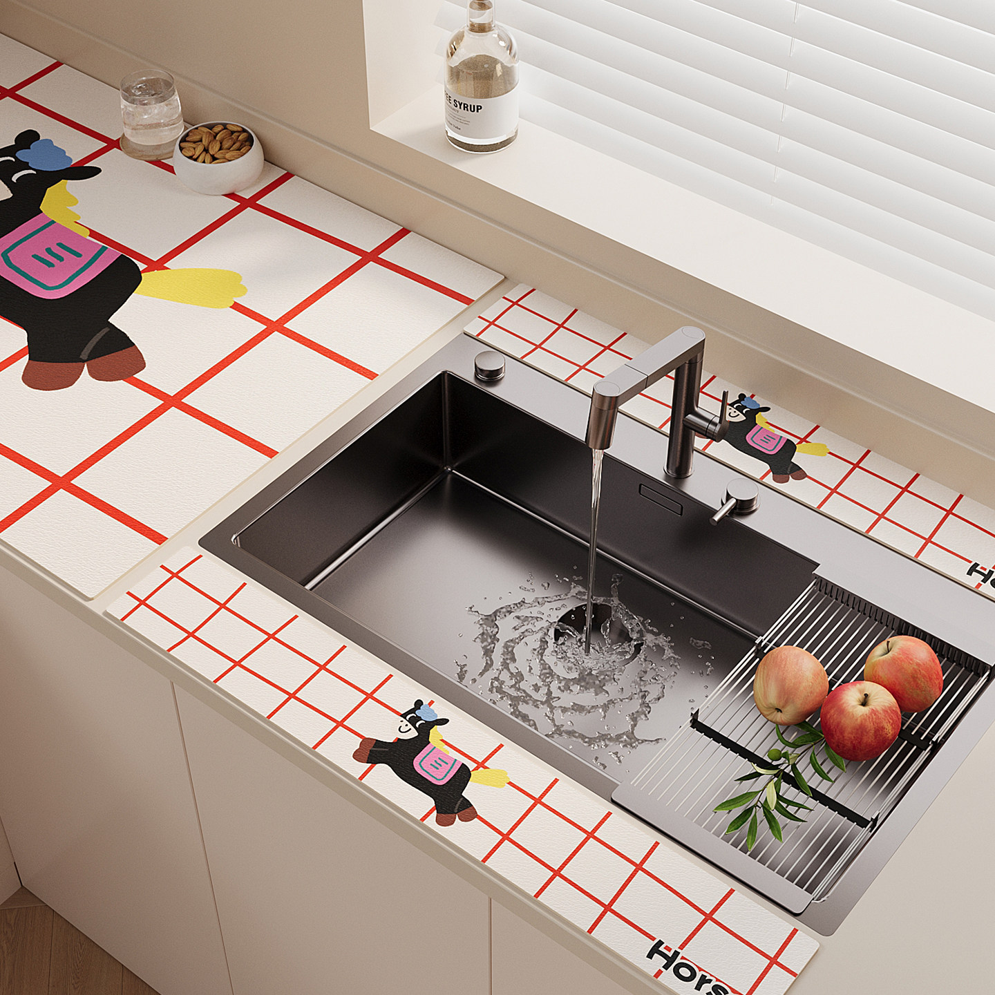 洗手台吸水垫硅藻泥厨房窄边卡通小马沥水垫免洗可擦洗漱台台面垫,居家布艺,厨房地垫,淘宝优惠券,粉丝福利购,淘宝优惠卷