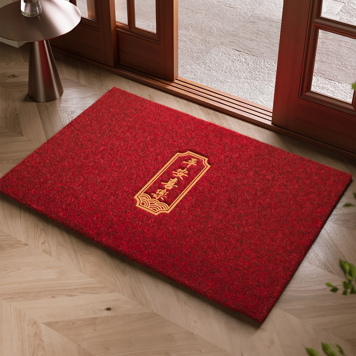 仿椰棕红色入户门地垫大门口进门除尘脚垫刺绣别墅玄关高级感地毯,居家布艺,入户地垫,淘宝优惠券,粉丝福利购,淘宝优惠卷