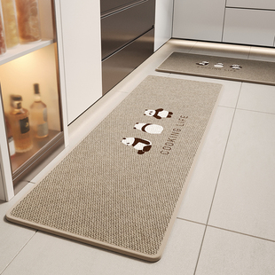 厨房地垫吸水编制亚麻脚垫高级感耐脏免洗可擦防摔垫厕所门口软垫
