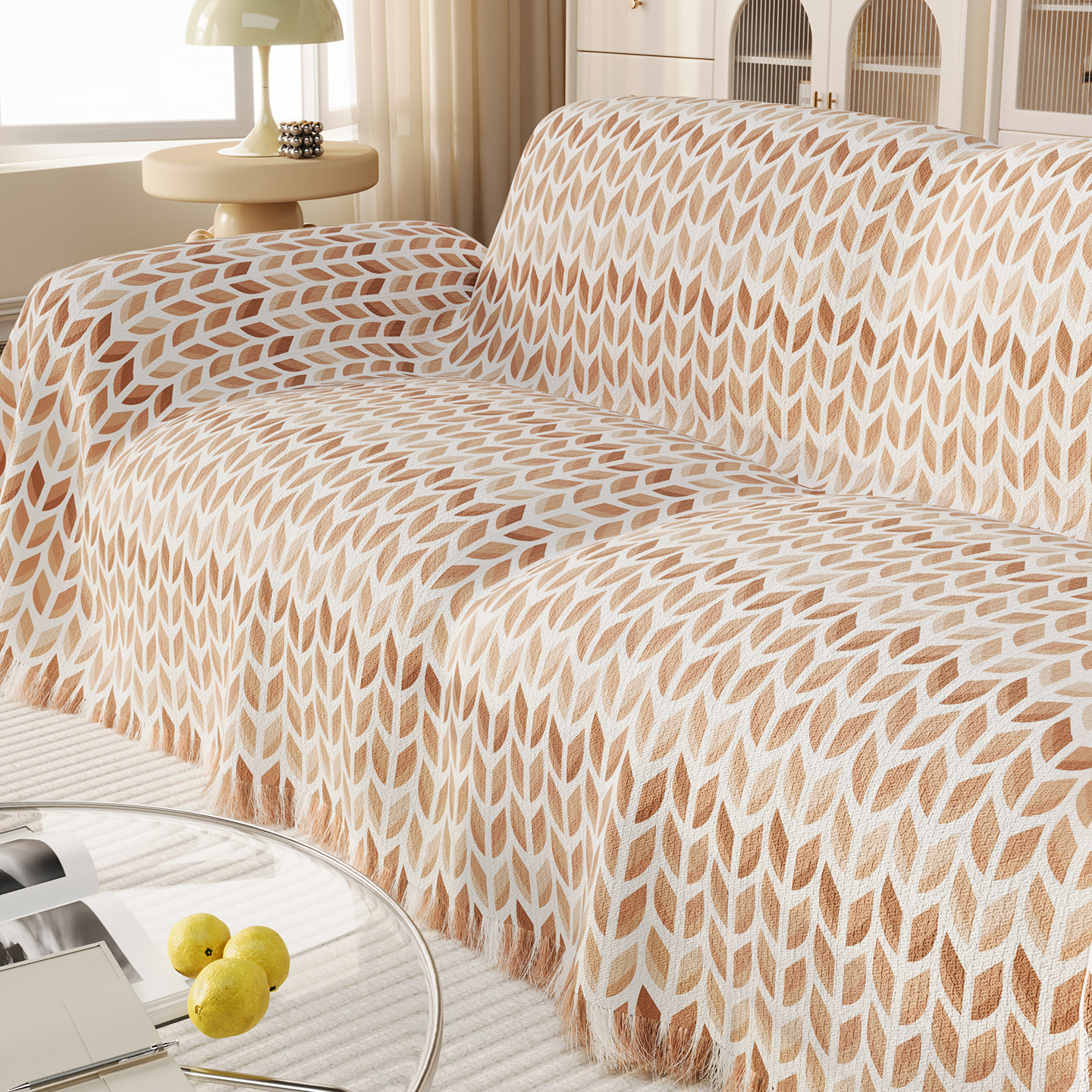 客厅沙发盖巾四季通用线条图案防滑沙发巾ins风一片式防猫抓盖垫