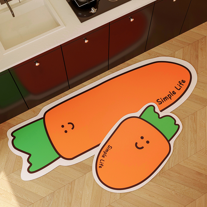 胡萝卜厨房硅藻泥地垫家用