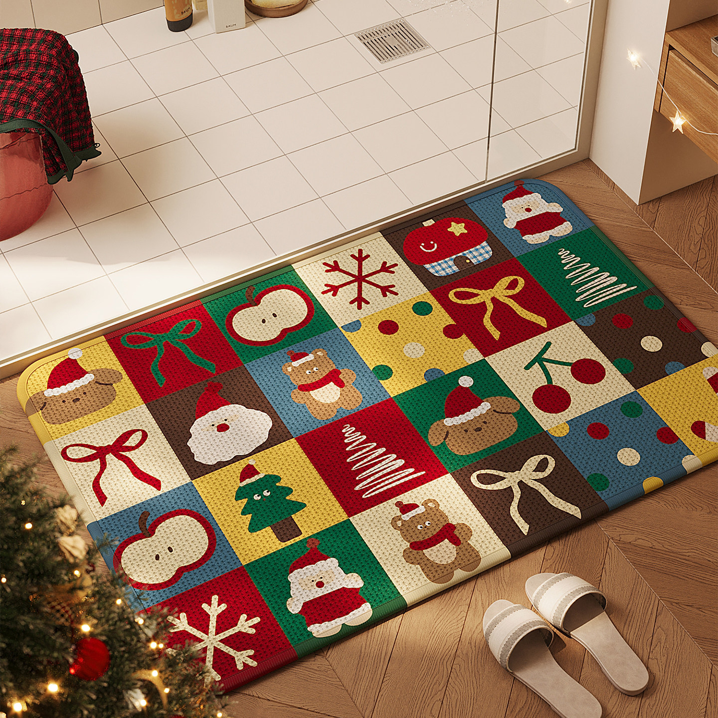 卫生间圣诞风厕所防滑垫免洗耐脏耐磨卡通吸水速干脚垫子浴室地毯,居家布艺,家用脚垫,淘宝优惠券,粉丝福利购,淘宝优惠卷