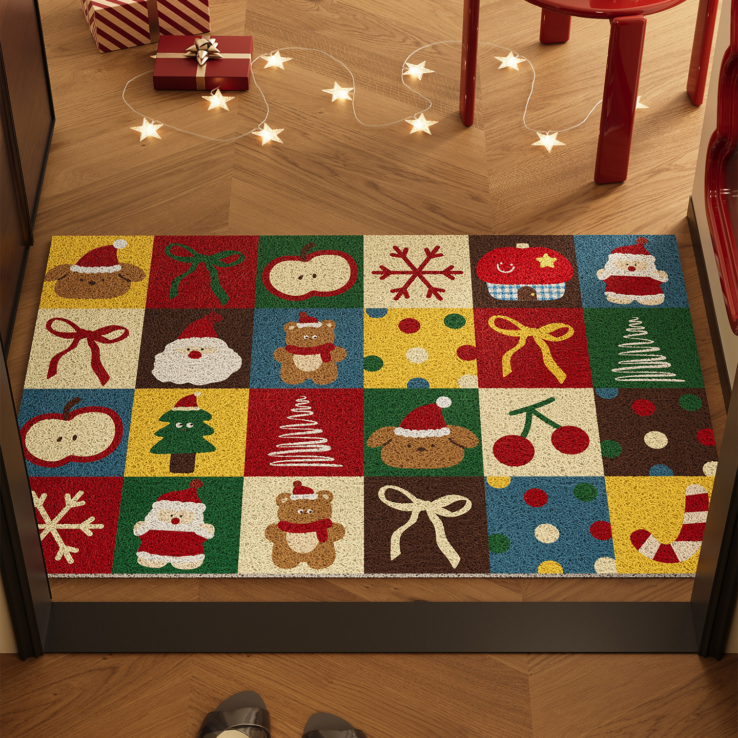 卡通丝圈入户门地垫玄关大门进门脚垫耐磨除尘免洗耐脏圣诞风地毯,居家布艺,入户地垫,淘宝优惠券,粉丝福利购,淘宝优惠卷