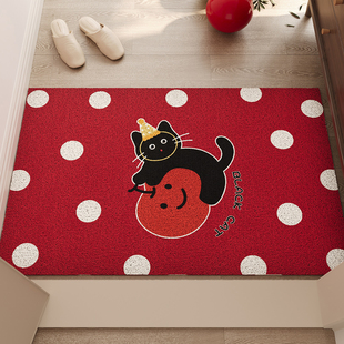 红色PVC丝圈入户门地垫玄关大门口进门脚垫防滑除尘喜庆刮泥地毯