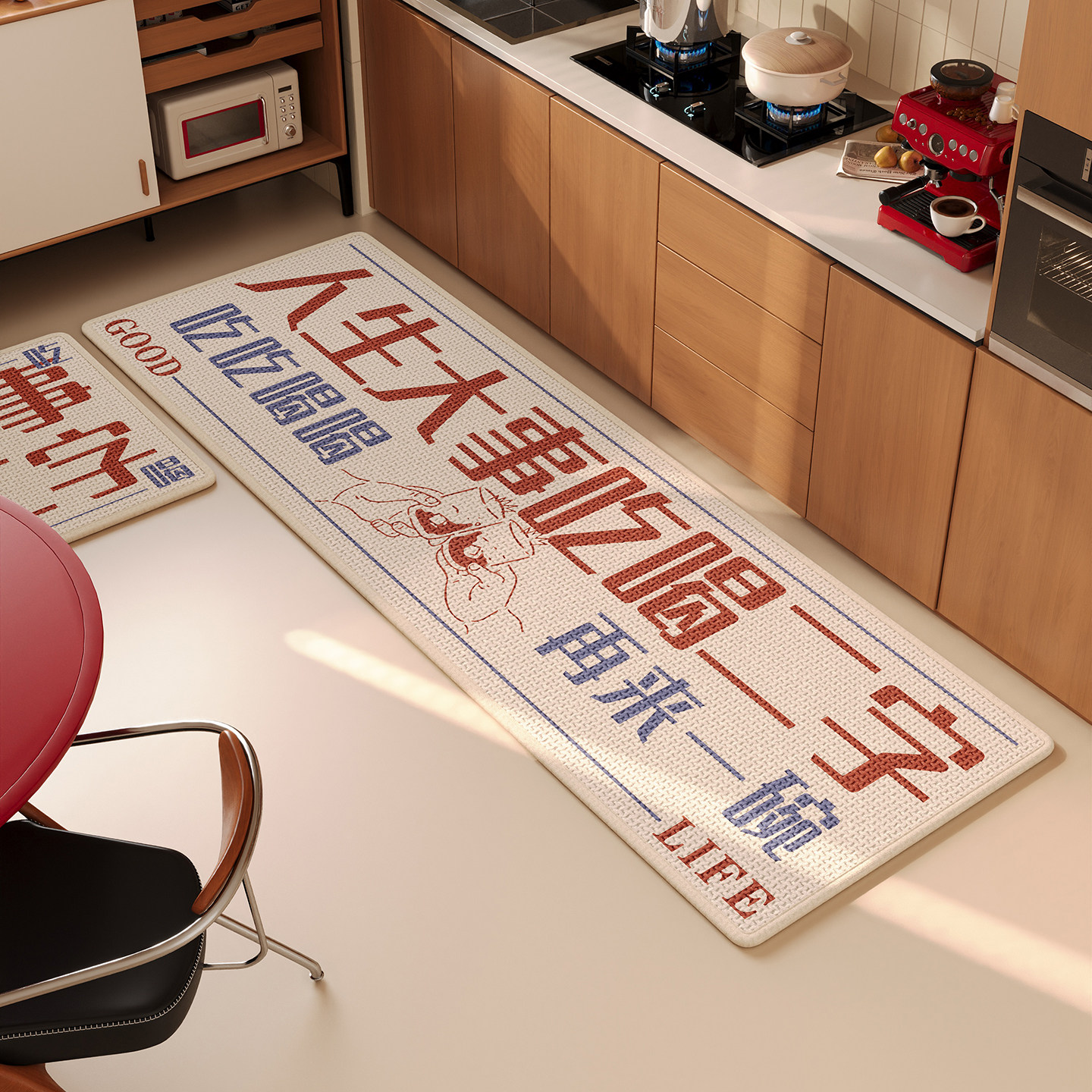 厨房专用地垫家用免洗吸水速干擦脚垫仿编织亚麻防滑耐脏耐磨地毯