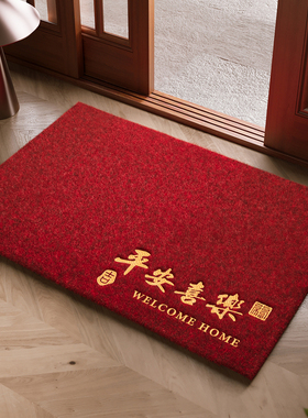 入户门地垫仿椰棕红色大门口进门除尘脚垫刺绣别墅玄关高级感地毯