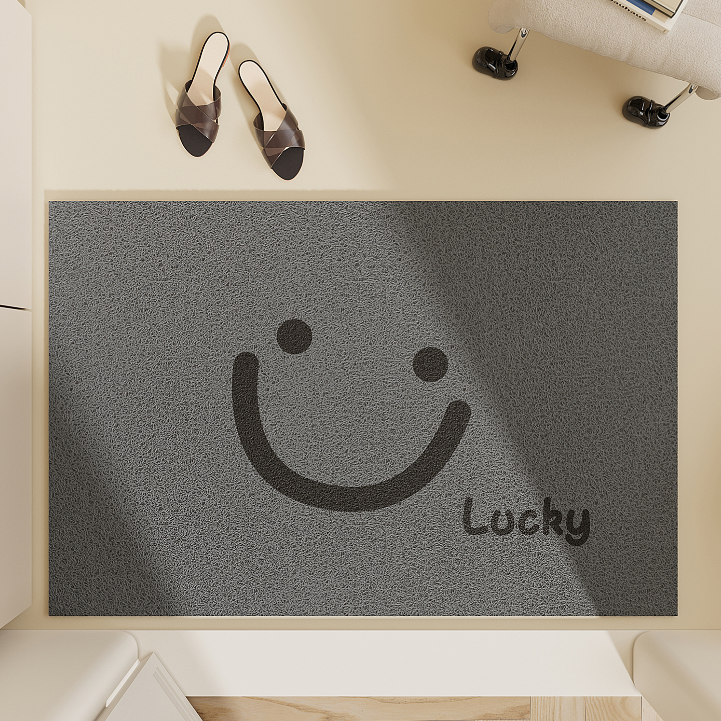 丝圈入户门地垫灰色PVC防滑脚垫耐脏免洗除尘大门口进门地毯定制