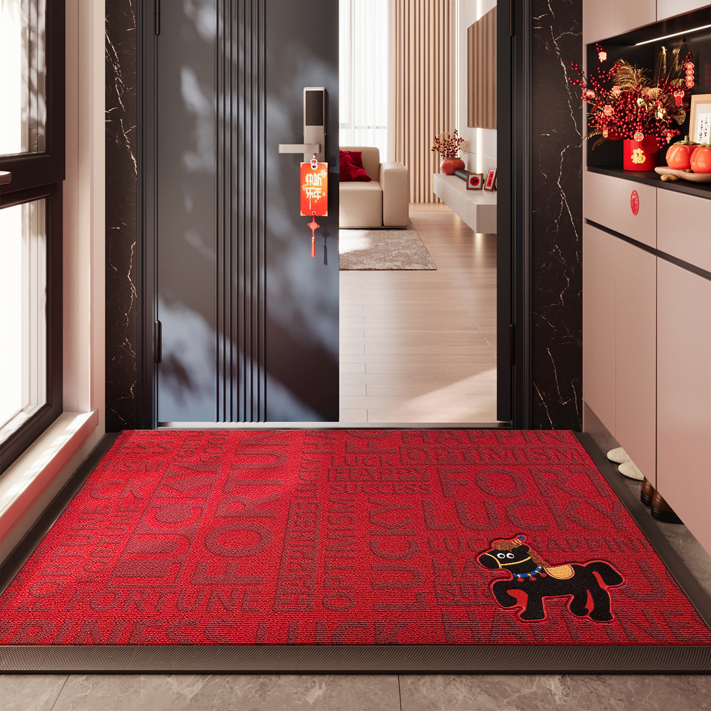 红色马年刺绣玄关大门口进门脚垫入户门垫防滑地垫除尘门毯门外垫,居家布艺,入户地垫,淘宝优惠券,粉丝福利购,淘宝优惠卷