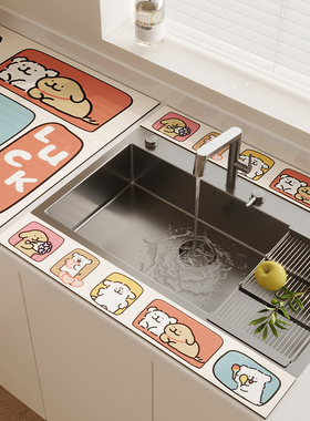厨房水龙头硅藻泥台面挡水条卫生间吸水垫长条窄边沥水垫浴室杯垫