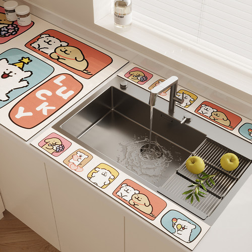 厨房水龙头硅藻泥台面挡水条