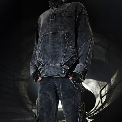 末世废土风未来装甲感大口袋卫衣