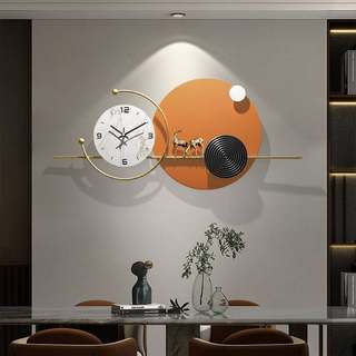 北欧轻奢餐厅装饰画时钟2022新款钟表客厅免打孔个性创意挂墙挂钟