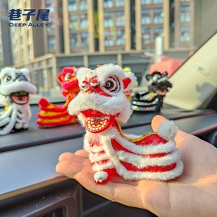 雄狮少年车载舞狮醒狮狮头好运摇头文创祝福喜庆国潮狮子摆饰摆件