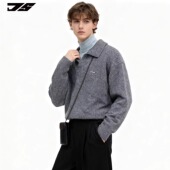 DUSHU独述春季 情侣毛衣 外穿男女同款 慵懒风美式 休闲POLO领宽松版