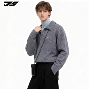 DUSHU独述春季 外穿男女情侣毛衣 休闲慵懒风休闲保暖POLO领宽松版