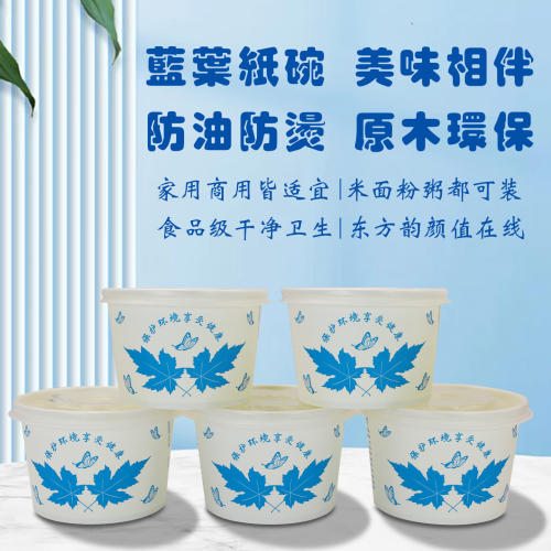 一次性外卖纸碗550ML兰叶打包