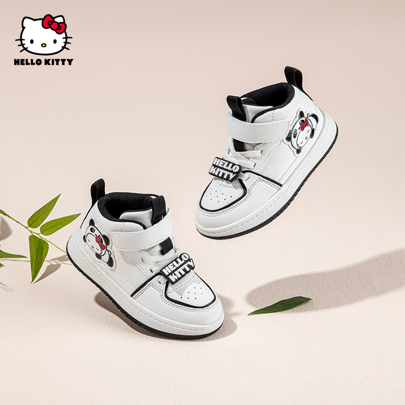 HelloKitty凯蒂猫童鞋女童高帮板鞋女孩秋季新款小白鞋儿童运动鞋