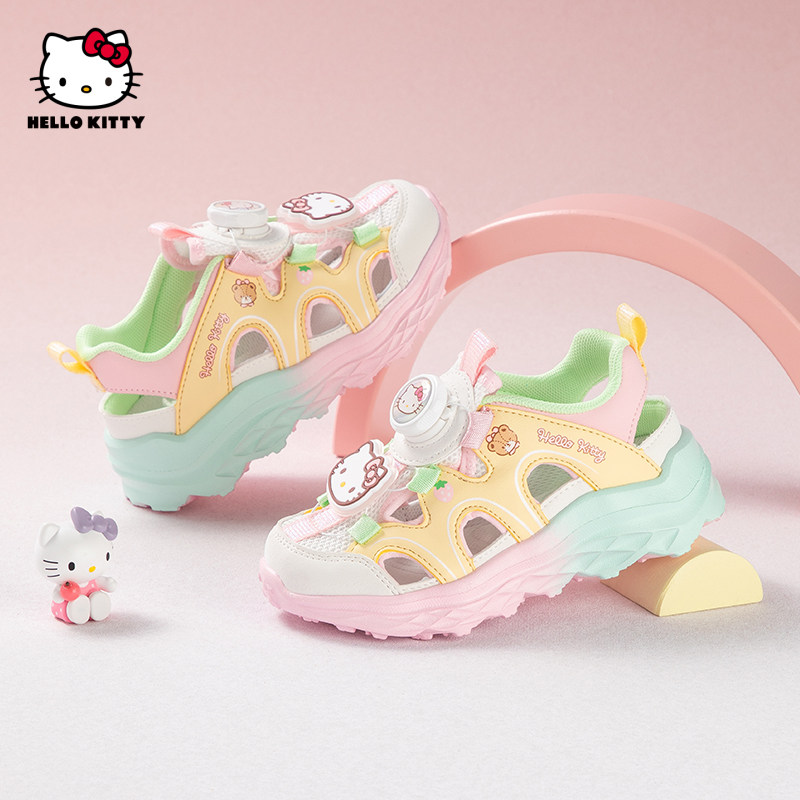 Hello Kitty儿童运动鞋女童网鞋镂空夏季卡通防滑软底包头凉鞋