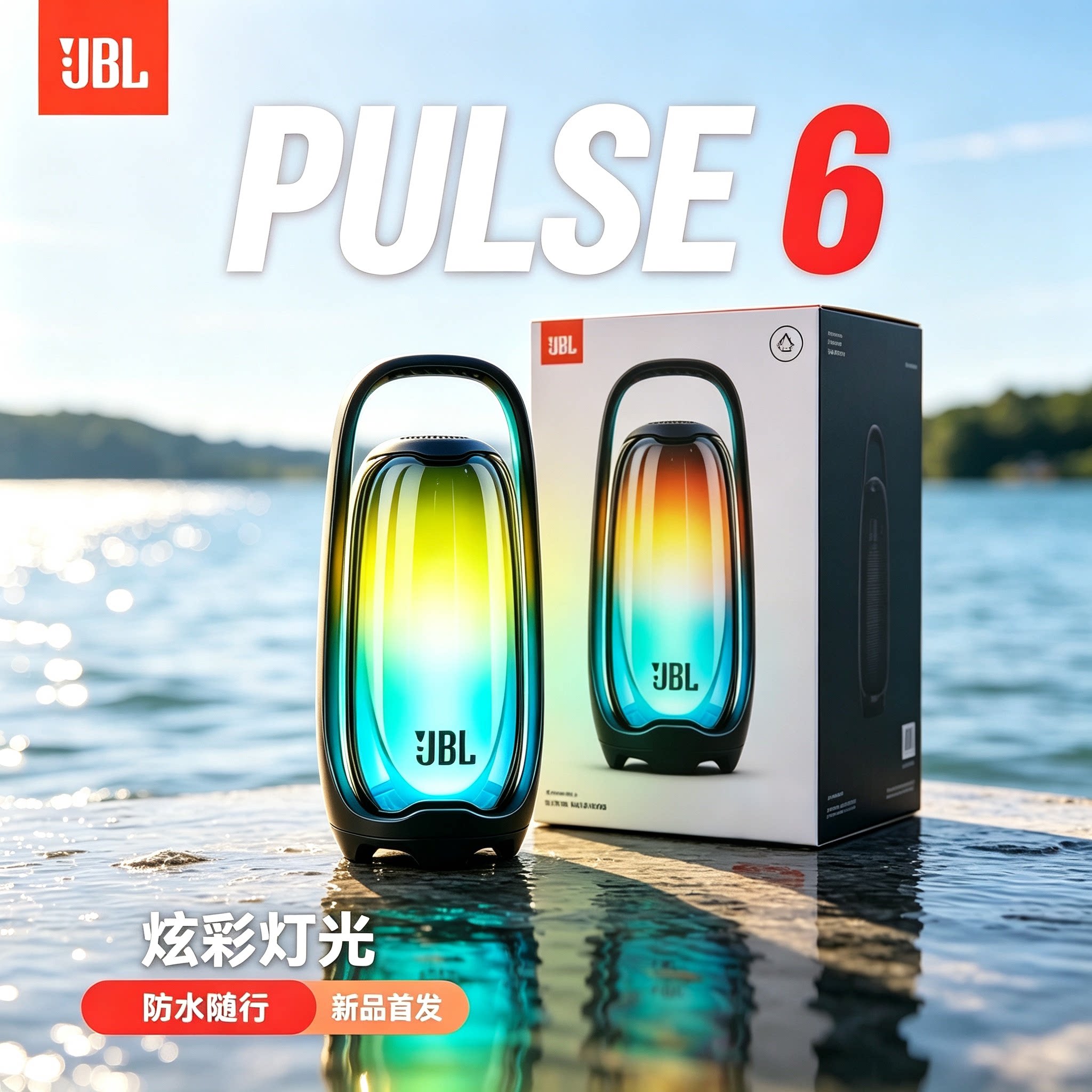JBL PULSE6无线蓝牙音箱防水炫彩灯光便携式户外音响新品