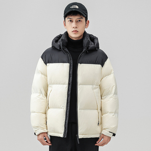 帕丁顿熊冬季新款美式复古加厚保暖连帽面包服羽绒服外套情侣同款