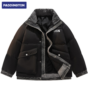 帕丁顿熊基础款3M反光小熊印花假两件防寒面包服保暖加厚羽绒服