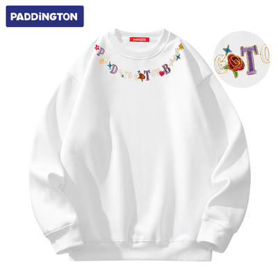 帕丁顿熊字母Logo刺绣圆领卫衣