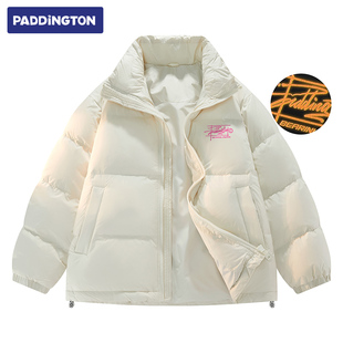 帕丁顿熊基础款花体字母夜光发泡印花防风防寒保暖加厚羽绒服外套
