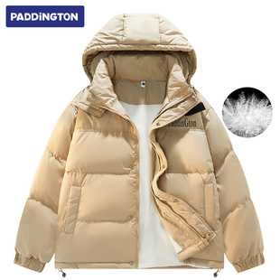 帕丁顿熊2025冬季连帽休闲防风羽绒服男防寒保暖加厚外套情侣款潮