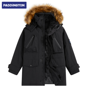 帕丁顿熊毛领派克服工装户外可拆卸外套防寒保暖加厚中长款羽绒服