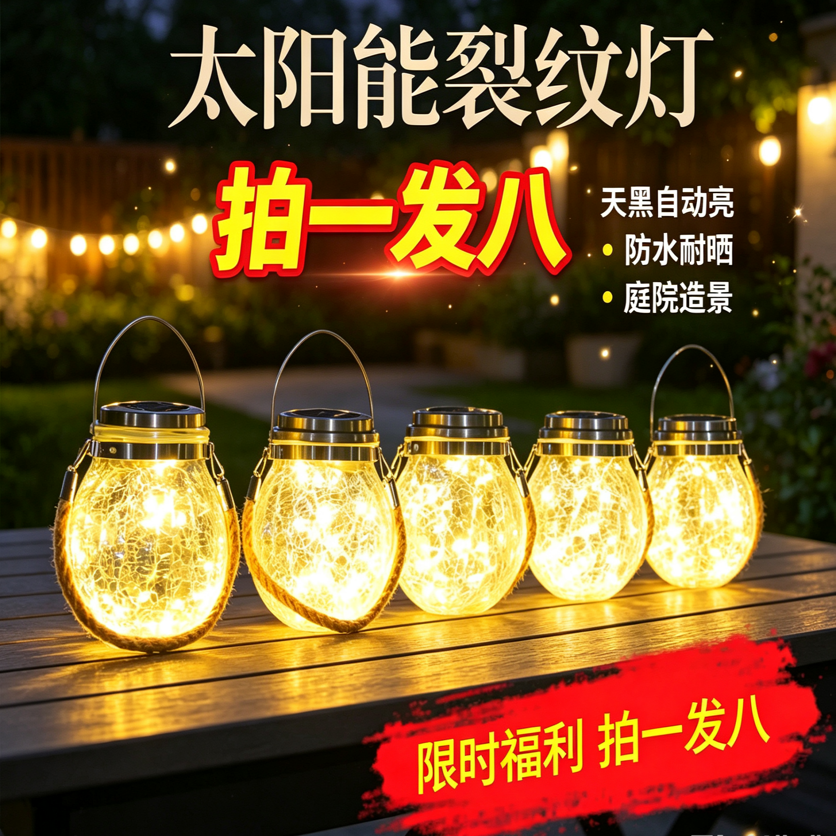 清贝特太阳能防水裂纹户外小夜灯