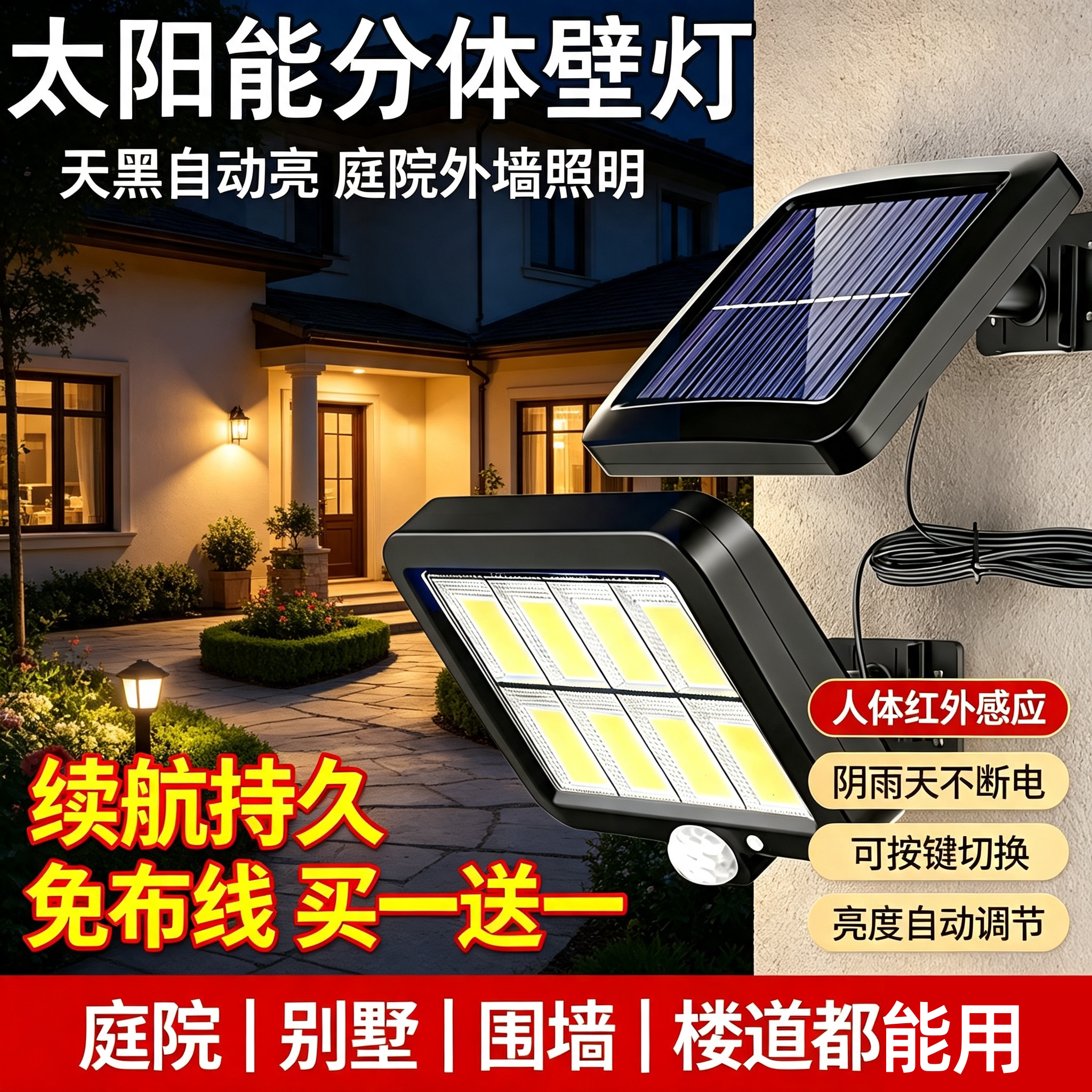 清贝特太阳能人体感应防水壁灯