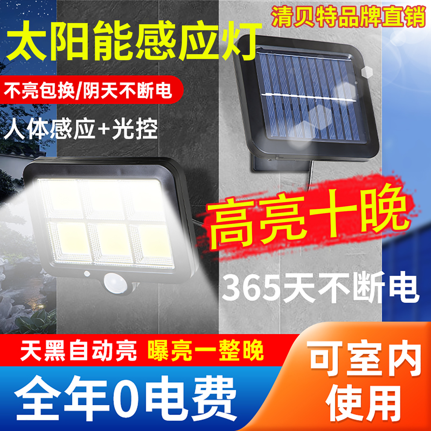 太阳能灯分体式庭院壁灯户外感应