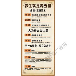 养生海报贴纸竖向贴纸养生就养五脏挂画中医养生馆理疗店装饰贴画