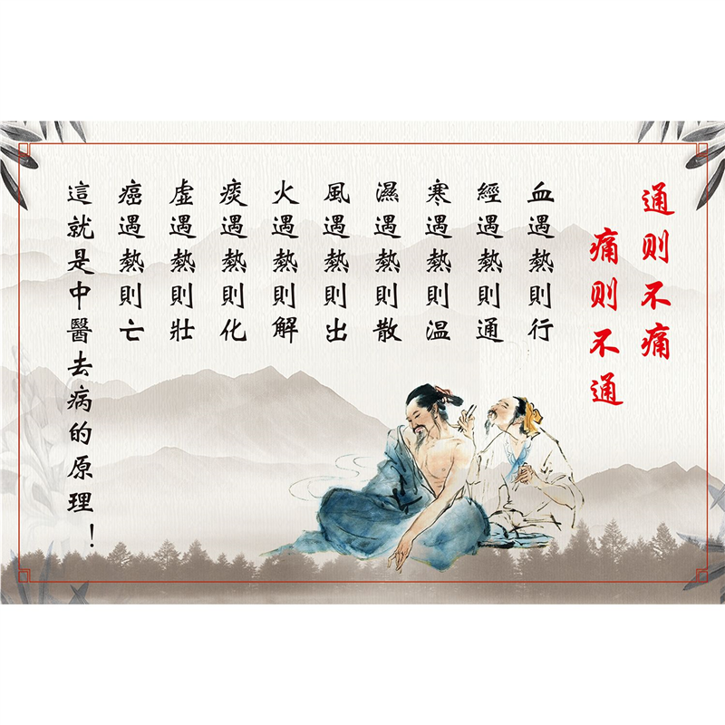 通则不痛痛则不通海报广告墙面装饰中医养生馆理疗中医格言贴画
